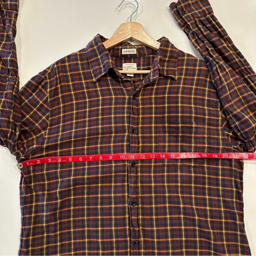 J. Crew Brown and Yellow Plaid Flannel Shirt Size Large - Picture 4 of 7